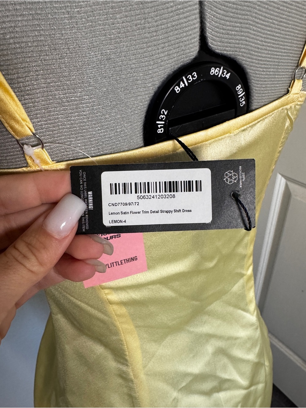 PrettyLittleThing Pale Yellow Satin Slip Dress - Picture 6 of 8